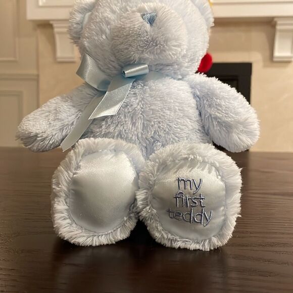 Baby Gund My First Teddy Blue/Bleu 4043950 Excellent Condition 11” long with bow - Picture 2 of 6